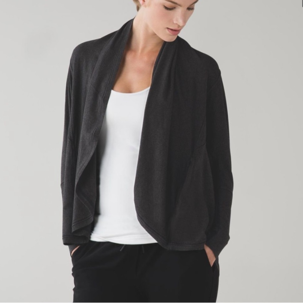 Lululemon To & Flow Wrap Heathered Mod Black Stretch French Terry